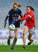 20 December 2020; Ciara Trant of Dublin is tackled by Melissa Duggan of Cork during the TG4 All-Ireland Senior Ladies Football Championship Final match between Cork and Dublin at Croke Park in Dublin. Photo by Eóin Noonan/Sportsfile