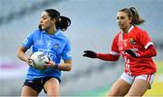 20 December 2020; Sinéad Goldrick of Dublin in action against Ashling Hutchings of Cork during the TG4 All-Ireland Senior Ladies Football Championship Final match between Cork and Dublin at Croke Park in Dublin. Photo by Piaras Ó Mídheach/Sportsfile