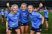20 December 2020; Dublin players, from left, Nicole Owens, Jennifer Dunne and Lauren Magee celebrate following the TG4 All-Ireland Senior Ladies Football Championship Final match between Cork and Dublin at Croke Park in Dublin. Photo by Piaras Ó Mídheach/Sportsfile