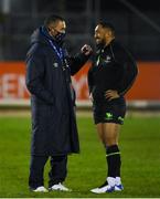 20 December 2020; Bristol Bears Director of Rugby Pat Lam, left, and Bundee Aki of Connacht ahead of the Heineken Champions Cup Pool B Round 2 match between Connacht and Bristol Bears at the Sportsground in Galway. Photo by Ramsey Cardy/Sportsfile