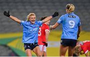 20 December 2020; Carla Rowe, left, and Jennifer Dunne of Dublin celebrate at the final whistle of the TG4 All-Ireland Senior Ladies Football Championship Final match between Cork and Dublin at Croke Park in Dublin. Photo by Brendan Moran/Sportsfile