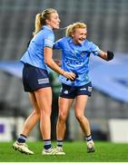 20 December 2020; Carla Rowe of Dublin celebrates with team-mate Jennifer Dunne, left, following the TG4 All-Ireland Senior Ladies Football Championship Final match between Cork and Dublin at Croke Park in Dublin. Photo by Eóin Noonan/Sportsfile