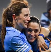 20 December 2020; Dublin players Lyndsey Davey and Sinéad Goldrick celebrate after the TG4 All-Ireland Senior Ladies Football Championship Final match between Cork and Dublin at Croke Park in Dublin. Photo by Brendan Moran/Sportsfile