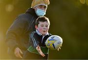 20 December 2020; Liam Cunningham in action during Gorey RFC Minis Training at Gorey RFC in Gorey, Wexford. Photo by Seb Daly/Sportsfile