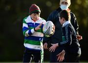 20 December 2020; Rían Duffy, left, and Liam Cunningham in action during Gorey RFC Minis Training at Gorey RFC in Gorey, Wexford. Photo by Seb Daly/Sportsfile