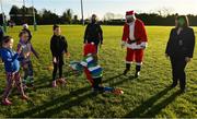 20 December 2020; Gorey RFC President Trysh Sullivan, right, Santa Claus, and Chairman Declan Gibney watch the action during Gorey RFC Minis Training at Gorey RFC in Gorey, Wexford. Photo by Seb Daly/Sportsfile
