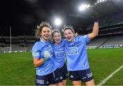 20 December 2020; Dublin players, from left, Noelle Healy, Sinéad Aherne of Dublin, and Lyndsey Davey celebrate after the TG4 All-Ireland Senior Ladies Football Championship Final match between Cork and Dublin at Croke Park in Dublin. Photo by Piaras Ó Mídheach/Sportsfile