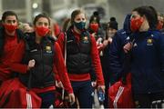 20 December 2020; Róisín Phelan of Cork, centre, and her team-mates arrive prior to the TG4 All-Ireland Senior Ladies Football Championship Final match between Cork and Dublin at Croke Park in Dublin. Photo by Piaras Ó Mídheach/Sportsfile