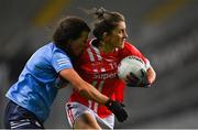 20 December 2020; Ciara O'Sullivan of Cork is tackled by Leah Caffrey of Dublin during the TG4 All-Ireland Senior Ladies Football Championship Final match between Cork and Dublin at Croke Park in Dublin. Photo by Piaras Ó Mídheach/Sportsfile