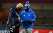 18 December 2020; Leinster A lead sub-academy athletic performance coach David Fagan, left, and Leinster Academy physiotherapist Brendan O'Connell during the A Interprovincial Friendly match between Munster A and Leinster A at Thomond Park in Limerick. Photo by Brendan Moran/Sportsfile