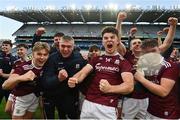 19 December 2020; Galway players, including Tomo Culhane, centre, celebrate following their sides victory in the EirGrid GAA Football All-Ireland Under 20 Championship Final match between Dublin and Galway at Croke Park in Dublin. Photo by Sam Barnes/Sportsfile