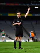 19 December 2020; Referee David Coldrick shows a yellow card to Jonny Cooper of Dublin during the GAA Football All-Ireland Senior Championship Final match between Dublin and Mayo at Croke Park in Dublin. Photo by Sam Barnes/Sportsfile