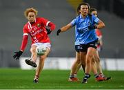 20 December 2020; Niamh Cotter of Cork in action against Leah Caffrey of Dublin during the TG4 All-Ireland Senior Ladies Football Championship Final match between Cork and Dublin at Croke Park in Dublin. Photo by Piaras Ó Mídheach/Sportsfile