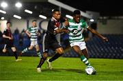 21 December 2020; Eric Abudiore of Shamrock Rovers in action against Chris Lotefa of Bohemians during the SSE Airtricity U17 National League Final match between Shamrock Rovers and Bohemians at the UCD Bowl in Dublin. Photo by Sam Barnes/Sportsfile