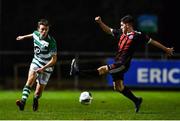 21 December 2020; Conan Noonan of Shamrock Rovers in action against Collie Conroy of Bohemians during the SSE Airtricity U17 National League Final match between Shamrock Rovers and Bohemians at the UCD Bowl in Dublin. Photo by Sam Barnes/Sportsfile