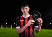 21 December 2020; Collie Conroy of Bohemians with his player of the match award following the SSE Airtricity U17 National League Final match between Shamrock Rovers and Bohemians at the UCD Bowl in Dublin. Photo by Sam Barnes/Sportsfile