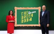 22 December 2020; Ivan Yates is back on our TV screens tomorrow night with a Christmas special of his brand new entertainment show ‘The Green Room’ that airs at 10pm on Virgin Media One. The brand new show will highlight all the news, issues and fun from the world of sport. Each week, Ivan will be joined by Paddy Power, impressionist and TV broadcaster Conor Moore, Virgin Media Sport broadcaster Niamh Kinsella and special guests, with comedy and competitions. Pictured are Niamh Kinsella and Ivan Yates. Photo by Stephen McCarthy/Sportsfile