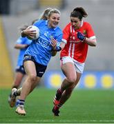 20 December 2020; Nicole Owens of Dublin in action against Shauna Kelly of Cork during the TG4 All-Ireland Senior Ladies Football Championship Final match between Cork and Dublin at Croke Park in Dublin. Photo by Piaras Ó Mídheach/Sportsfile