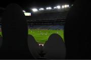 19 December 2020; A general view of the action from behind cardboard fans' in an empty stadium during the GAA Football All-Ireland Senior Championship Final match between Dublin and Mayo at Croke Park in Dublin. Normally a full stadium crowdof 82,300 approx would be in attendance for the All-Ireland Finals but it is being played behind closed doors due to restrictions imposed by the Irish Government to contain the spread of the Coronavirus. Photo by Brendan Moran/Sportsfile