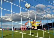 26 September 2020; Sligo Rovers goalkeeper Ed McGinty watches as a shot from Waterford's Matthew Smith hits the back of the net during the SSE Airtricity League Premier Division match between Waterford and Sligo Rovers at the RSC in Waterford. Photo by Seb Daly/Sportsfile