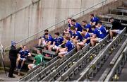 24 October 2020; Cavan manager Mickey Graham speaks to his players during half time of the Allianz Football League Division 2 Round 7 match between Cavan and Roscommon at Kingspan Breffni Park in Cavan. Due to ongoing restrictions imposed by the Irish Government to contain the spread of the Coronavirus (Covid-19) pandemic, elite sport is still permitted to take place behind closed doors. Photo by Daire Brennan/Sportsfile