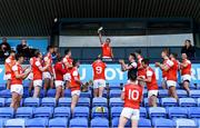 20 September 2020; Cuala captain Darragh O'Connell lifts The New Ireland Assurance Company Perpetual Challenge Cup after the Dublin County Senior Hurling Championship Final match between Ballyboden St Enda's and Cuala at Parnell Park in Dublin. Photo by Piaras Ó Mídheach/Sportsfile