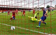 1 August 2020; John Martin of Waterford scores his side's first goal during the SSE Airtricity League Premier Division match between Shelbourne and Waterford at Tolka Park in Dublin. The SSE Airtricity League Premier Division made its return this weekend after 146 days in lockdown but behind closed doors due to the ongoing Coronavirus restrictions. Photo by Seb Daly/Sportsfile