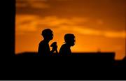 18 January 2020; Opposing players are silhouetted by the setting sun during the Walsh Cup Final between Wexford and Galway at MW Hire O'Moore Park in Portlaoise, Laois. Photo by Diarmuid Greene/Sportsfile