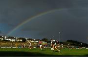 25 July 2020; James O'Donoghue of Killarney Legion solos with the ball as a rainbow is seen in the sky during the Kerry County Senior Club Football Championship Group 2 Round 1 match between Kilcummin and Killarney Legion at Lewis Road in Killarney, Kerry. GAA matches continue to take place in front of a limited number of people in an effort to contain the spread of the Coronavirus (COVID-19) pandemic. Photo by Brendan Moran/Sportsfile