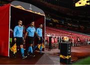 29 October 2020; UEFA officials walk-out ahead of the UEFA Europa League Group B match between Arsenal and Dundalk at the Emirates Stadium in London, England. Photo by Ben McShane/Sportsfile