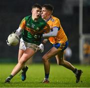 22 December 2020; Darragh O'Sullivan of Kerry in action against Dara Nagle of Clare during the Electric Ireland Munster GAA Football Minor Championship Final match between Kerry and Clare at LIT Gaelic Grounds in Limerick. Photo by Eóin Noonan/Sportsfile