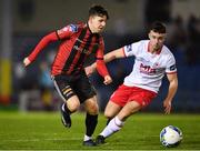 22 December 2020; Thomas Considine of Bohemians in action against Sean Madden of St Patrick's Athletic during the SSE Airtricity U19 National League Final match between Bohemians and St Patrick’s Athletic at the UCD Bowl in Dublin. Photo by Seb Daly/Sportsfile