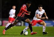 22 December 2020; Precious Omochere of Bohemians in action against Sean Madden of St Patrick's Athletic during the SSE Airtricity U19 National League Final match between Bohemians and St Patrick’s Athletic at the UCD Bowl in Dublin. Photo by Seb Daly/Sportsfile