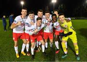 22 December 2020; St Patrick’s Athletic players celebrate following their side's victory in the SSE Airtricity U19 National League Final match between Bohemians and St Patrick’s Athletic at the UCD Bowl in Dublin. Photo by Seb Daly/Sportsfile