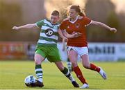 23 December 2020; Jamie Thompson of Shamrock Rovers in action against Eva Managan of Cork City during the Women’s Under-17 National League Final match between Shamrock Rovers and Cork City at Athlone Town Stadium in Athlone, Westmeath. Photo by Sam Barnes/Sportsfile