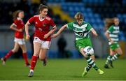 23 December 2020; Wiktoria Gorczyca of Shamrock Rovers in action against Heidi O'Sullivan of Cork City during the Women’s Under-17 National League Final match between Shamrock Rovers and Cork City at Athlone Town Stadium in Athlone, Westmeath. Photo by Sam Barnes/Sportsfile