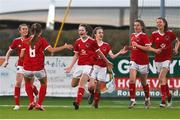 23 December 2020; Laura Shine of Cork City, centre, celebrates with team-mates after scoring her side's second goal during the Women’s Under-17 National League Final match between Shamrock Rovers and Cork City at Athlone Town Stadium in Athlone, Westmeath. Photo by Sam Barnes/Sportsfile