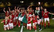 23 December 2020; Cork City players celebrate with the cup following the Women’s Under-17 National League Final match between Shamrock Rovers and Cork City at Athlone Town Stadium in Athlone, Westmeath. Photo by Sam Barnes/Sportsfile