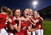 23 December 2020; Cork City players, including Kelly Leahy, centre, celebrate following the Women’s Under-17 National League Final match between Shamrock Rovers and Cork City at Athlone Town Stadium in Athlone, Westmeath. Photo by Sam Barnes/Sportsfile