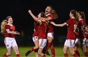 23 December 2020; Cork City players celebrate following the Women’s Under-17 National League Final match between Shamrock Rovers and Cork City at Athlone Town Stadium in Athlone, Westmeath. Photo by Sam Barnes/Sportsfile