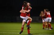 23 December 2020; Laura Shine, right, and Robin Carey of Cork City celebrate following the Women’s Under-17 National League Final match between Shamrock Rovers and Cork City at Athlone Town Stadium in Athlone, Westmeath. Photo by Sam Barnes/Sportsfile