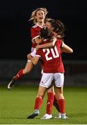 23 December 2020; Meghan Carr, left, Hazel Walsh and Eva Managan of Cork City celebrate following the Women’s Under-17 National League Final match between Shamrock Rovers and Cork City at Athlone Town Stadium in Athlone, Westmeath. Photo by Sam Barnes/Sportsfile