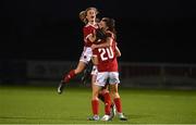 23 December 2020; Meghan Carr, left, Hazel Walsh and Eva Managan of Cork City celebrate following the Women’s Under-17 National League Final match between Shamrock Rovers and Cork City at Athlone Town Stadium in Athlone, Westmeath. Photo by Sam Barnes/Sportsfile