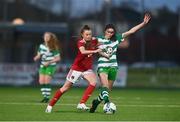 23 December 2020; Eva Managan of Cork City in action against Elena Quinn of Shamrock Rovers during the Women’s Under-17 National League Final match between Shamrock Rovers and Cork City at Athlone Town Stadium in Athlone, Westmeath. Photo by Sam Barnes/Sportsfile