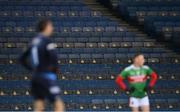 19 December 2020; A general view of empty seats in the Hogan Stand as Stephen Cluxton of Dublin and Ryan O'Donoghue of Mayo look on during the GAA Football All-Ireland Senior Championship Final match between Dublin and Mayo at Croke Park in Dublin. Photo by Piaras Ó Mídheach/Sportsfile