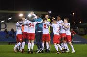 22 December 2020; St Patrick’s Athletic players celebrate at the final whistle following their side's victory during the SSE Airtricity U19 National League Final match between Bohemians and St Patrick’s Athletic at the UCD Bowl in Dublin. Photo by Seb Daly/Sportsfile