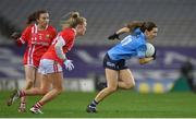 20 December 2020; Lyndsey Davey of Dublin in action against Eimear Kiely of Cork during the TG4 All-Ireland Senior Ladies Football Championship Final match between Cork and Dublin at Croke Park in Dublin. Photo by Brendan Moran/Sportsfile