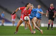 20 December 2020; Eimear Meaney of Cork in action against Nicole Owens of Dublin during the TG4 All-Ireland Senior Ladies Football Championship Final match between Cork and Dublin at Croke Park in Dublin. Photo by Brendan Moran/Sportsfile