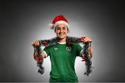 24 December 2020; Republic of Ireland's Niamh Farrelly poses in a Christmas hat during a portrait session at the Castleknock Hotel in Dublin. Photo by Stephen McCarthy/Sportsfile