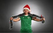 24 December 2020; Republic of Ireland's Leanne Kiernan poses in a Christmas hat during a portrait session at the Castleknock Hotel in Dublin. Photo by Stephen McCarthy/Sportsfile